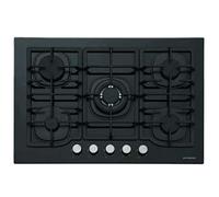 Piano Cottura da 75 cm a gas, N° 5 Fuochi, 1 bruciatore WOK, Nero