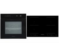 Piano Cottura Forno di Nero Induzione 77cm Set Autark Timer Pyrolyse respekta [EEK: A+]