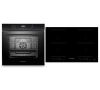Piano Cottura Forno di Nero Induzione 77cm Timer 2 Flexzonen Slider respekta