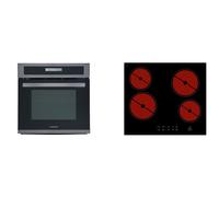 Piano Cottura Forno di Vetroceramica Herdset Montaggio senza Cornice Black Steel [EEK: A]
