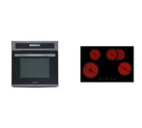 Piano Cottura Forno di Vetroceramica Herdset Montaggio senza Telaio Black Steel [EEK: A]