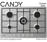 Candy Moderna CHW74WX Acciaio inox Da incasso 75 cm Gas 5 Fornello(i)