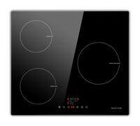 Noxton Piano Cottura Induzione 3 Fuochi Piastra ad Elettrico 59cm Tocca il Controllo Funzione Impulso Timer 9 Livello di Potenza Spegnimento Automatico Indicazione Calore Vetro Nero