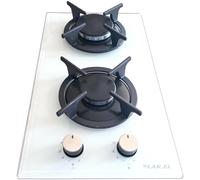 Piano Cottura LAREL a gas 2 Fuochi 30 cm Vetro/Bianco L828GB