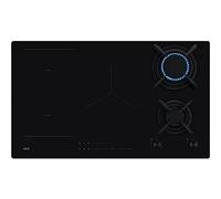Aeg hdb95623nb piano cottura a gas + induzione in vetroceramica 2 fuochi a gas griglie in ghisa 3 zone cottura a induzione slider touch funzione stop+go steppower 90 cm nero