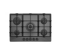 SCHOCK | Piano Cottura 5 Fuochi Gas Primus PC75 con Manopole Nere Opache Soft-Touch, Griglie in Ghisa, Valvole di Sicurezza, Asphalt, 740x500 mm