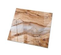 Piano da Tavolini in Vetro 50x50 cm Quadrato Decorazione Vetro Temperato Tavolini da caffè Piano d'appoggio dalla Cucina, Sala da Pranzo o dal Soggiorno - Motivo Legno Naturale con Resina