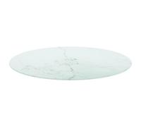 Piano da tavolo in vetro temperato bianco Ø 80 cm design marmo | Vetro temperato resistente, facile da pulire con panno umido, motivo marmorizzato estetico, uso versatile per sala da pranzo