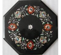 Piano D'Angolo In Marmo Nero Con Inlay Pietra Dura Decorazione Per La Casa