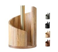 Piano D'appoggio Porta Asciugamani Di Carta Da Montagna Con Base Rotonda In Legno Di Mango Naturale E Supporto In Ferro, Si Strappa Facilmente Con Una Sola Mano(Wood)