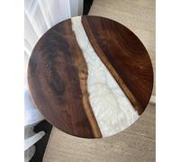 Piano Del Tavolo Da Caffè In Legno E Resina Epossidica Fatta A Mano 18"