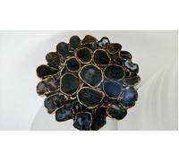 Piano Del Tavolo Laterale In Agata Nera Fatta A Mano Per Casa Giardino Decor