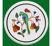 Piano Del Tavolo Laterale In Marmo 12" In Pietra Dura Makrana Fatto A Mano