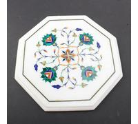 Piano Del Tavolo Laterale In Marmo 12" Pietra Dura Fatta A Mano