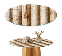 Piano di Copertura 60 cm | Rotondo | Multiuso | Con Stampato | Trame di legno | Spessore 4 mm | Vetro Temperato | Bordi a Filo Lucido | Decorazioni per Cucina e Soggiorno