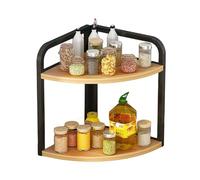 Piano di lavoro da cucina, scaffale angolare per spezie, accessori da cucina, portaspezie in legno, triangolare, in ferro, angolo Nathroom (2 piani)