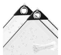 Piano impermeabile trasparente, piano di copertura in PVC con orecchie e legame per cavi, robusta copertura resistente alle rotture per campeggio, piante, serra, auto, terrazza e padiglione (2X5M)