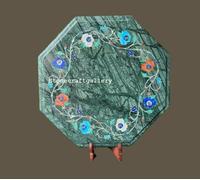 Piano In Marmo Verde Da 12" Pietra Dura Artigianato Decorazione Per La Casa