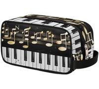 Piano Keyboard Music Notes Toiletry Bag Organizer Wash Bag Cosmetic Makeup Bag Storage Pouch Travel Case For Women Men Boys Girls