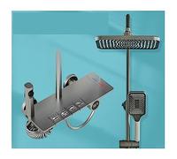 Piano Keyboard Shower Set, Digital Display Matte Grey Wall-Mounted Brass Bath Faucet, Hot & Cold Mixer Tap for Bathtub, ry Bathroom Shower Kit