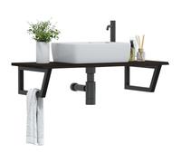 Piano Lavabo con Staffa in Acciaio e Rovere Massello, Design Salvaspazio e Robusto, Mobile Bagno Salvaspazio, Mobiletto Sotto Lavabo Bagnos, Mobile Base Lavabos, Armadietto da Bagno,100x50x2 cm