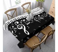 Piano Music Musical Notes Classical Black White Piano Keys Tovaglia da Tavolo Resistente Tovaglia Antimacchia Biancheria da Tavola per Casa Cucina 137X183Cm