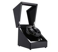 Piano Paint Wood Automatic Watch Winder Slient Electric Winding Watch Box with Transparent Window 5 Roating Mode Contains Watch Pillow (Black)