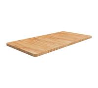 Piano per lavabo, marrone chiaro, 100 x 50 x 2,5 cm, in legno massello di quercia, trattato con finitura laccata, piano di lavoro per il bagno, versatile