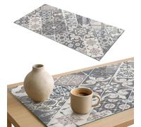 Piano per Scrivania 120x60 cm | Rettangolare | Multiuso | Con Stampato | Un mosaico sofisticato | Decorazioni per Cucina e Soggiorno | Spessore 4 mm | Bordi a Filo Lucido | Vetro Temperato