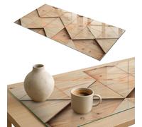 Piano per Tavolo 100x50 cm | Rettangolare | Multiuso | Con Stampato | geometria tedesca | Spessore 4 mm | Bordi a Filo Lucido | Vetro Temperato | Decorazioni per Cucina e Soggiorno
