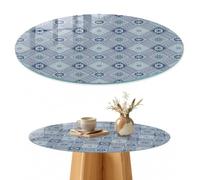 Piano per Tavolo 70 cm | Rotondo | Multiuso | Con Stampato | Un mosaico di raffinatezza | Spessore 4 mm | Decorazioni per Cucina e Soggiorno | Vetro Temperato | Bordi a Filo Lucido