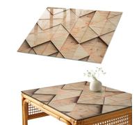 Piano per Tavolo 80x60 cm | Rettangolare | Multiuso | Con Stampato | geometria tedesca | Spessore 4 mm | Bordi a Filo Lucido | Vetro Temperato | Decorazioni per Cucina e Soggiorno