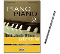 Piano Piano 2 - Libro di gioco per pianoforte - 100 fantastiche melodie: canzoni da tutto il mondo, Evergreens, Pop Hits, Barmusica, Musica cinematografica e Musical - con matita musicale