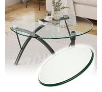 Piano Tavolo In Vetro Temperato Trasparente, Ø28cm~100cm Rotondo Piano Da Pranzo Per Tavoli, Piastra Di Protezione Per Tavolini Da Caffè(95CM(37.4IN))