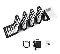 Pianoforte a 88 tasti,tastiera pieghevole portatile,pianoforte elettrico digitale,rotolo a mano con batteria ricaricabile USB integrata a pianoforte in silicone ambientale 128 suoni (bianca)