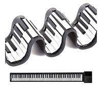 Pianoforte a 88 tasti,tastiera pieghevole portatile,pianoforte elettrico digitale,rotolo a mano con batteria ricaricabile USB integrata a pianoforte in silicone ambientale 128 suoni (nero)