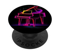Pianoforte a coda in stile Synthwave Pianista PopSockets PopGrip Adesivo