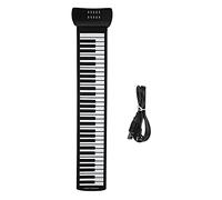 Pianoforte a Mano, Tastiera Pieghevole in Silicone a 61 Tasti, Funzione Didattica per Bambini e Principianti con Porta per Cuffie, Bianco e Nero