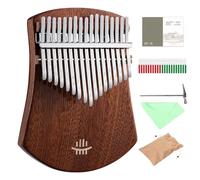 Pianoforte a pollice in legno massello di noce americano - Kalimba a ventaglio, 17 note, ecologico, senza vernici, strumento portatile for pianoforte a dita for bambini, principianti e adulti