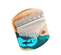 Pianoforte da pollice, pianoforte a 21 tasti, in legno di faggio, strumento musicale portatile, motivo balena oceanica blu, per bambini, adulti, principianti, con martello accordatore, libro delle