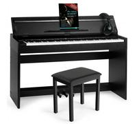 Pianoforte Digitale 88 Tasti Dinamica 128 Suoni 3 Pedali USB AUX Set Panca Nero