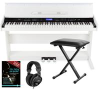 Pianoforte Digitale 88 Tasti Dinamici 360 Suoni USB MIDI Mp3 Panca Cuffie Bianco