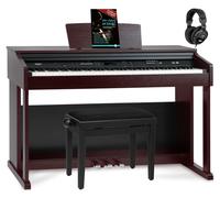 Pianoforte Digitale 88 Tasti Dinamici USB MIDI Mp3 Panca e Cuffie Set Marrone