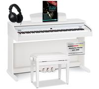 Pianoforte Digitale 88 Tasti Pesati 14 Voci Panchetta Cuffie USB Bianco Opaco