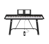 Pianoforte digitale con 88 tasti pesati con meccanismo a percussione, supporto USB-MIDI e doppie cuffie, pianoforte elettronico professionale for principianti con leggio e pedale sustain.(Black)