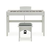 Pianoforte digitale Keynote Junior e sgabello, bianco | Per bambini principianti, 10 suoni con 61 tasti taglia intera, pedale sustain, uscita cuffie per apprendimento silenzioso