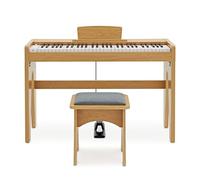 Pianoforte digitale Keynote Junior e sgabello, quercia chiara | Per bambini principianti, 10 suoni con 61 tasti taglia intera, pedale sustain, uscita cuffie per apprendimento silenzioso