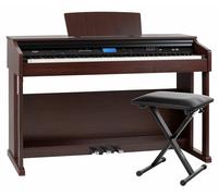 Pianoforte Digitale Musicale 88 Tasti Dinamici USB MIDI Mp3 Panca Set Marrone