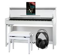 PIANOFORTE DIGITALE PIANO VERTICALE 88 TASTI 256 POLIFONIE PANCA CUFFIA BIANCO