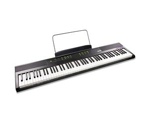 Pianoforte digitale RockJam a 88 tasti con tasti semi-pesati di dimensioni standard, alimentatore, leggio per spartiti, adesivi per note di pianoforte e lezioni di pianoforte Simply Piano